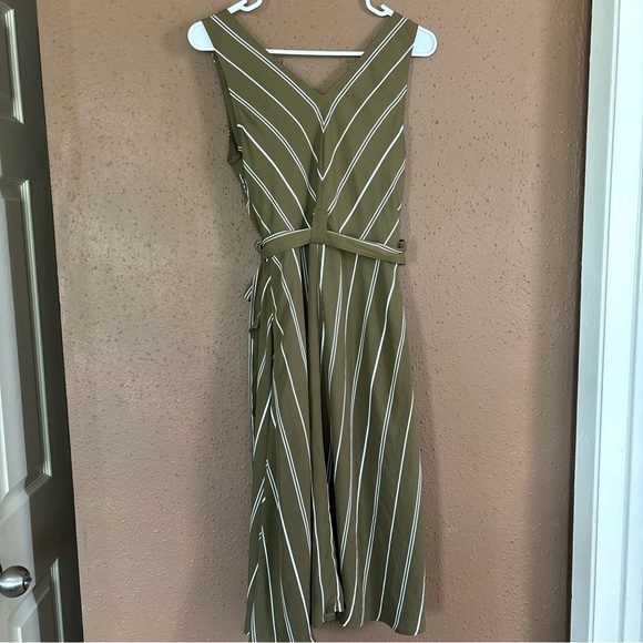 Ann Taylor Olive Green Striped Wrap Dress size 0 - Picture 5 of 7